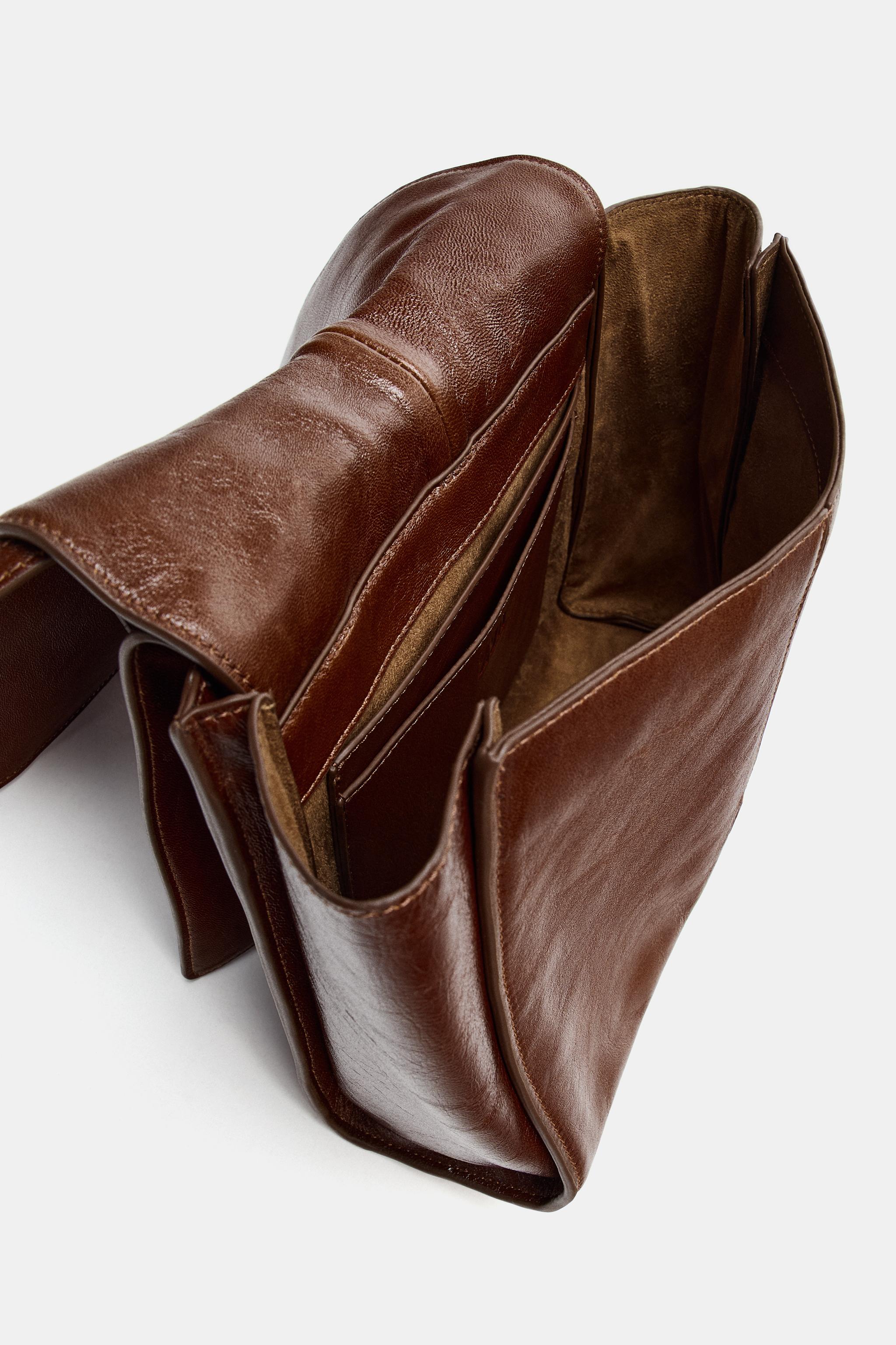 MINI LEATHER SHOPPER WITH DOUBLE POCKET